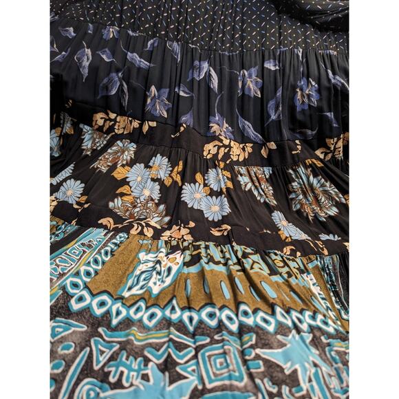 Vintage 1970's Anna Konya Floral Pleated Six Tier Maxi Skirt - Picture 5 of 5